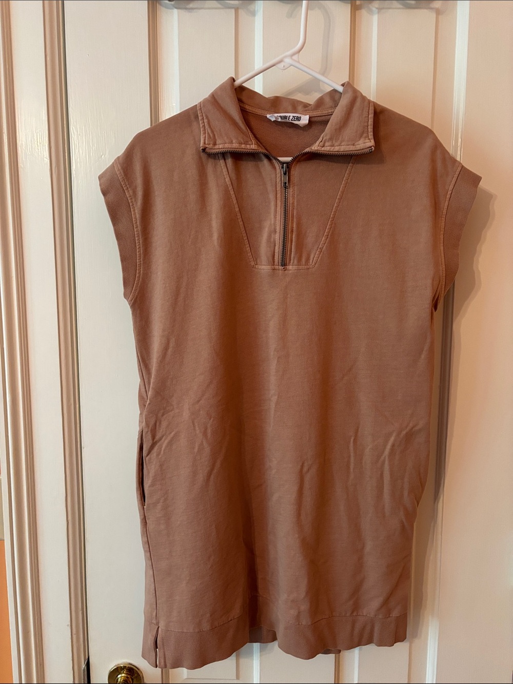 Double Zero Mauve Brown Zip-Front Sleeveless Dress
